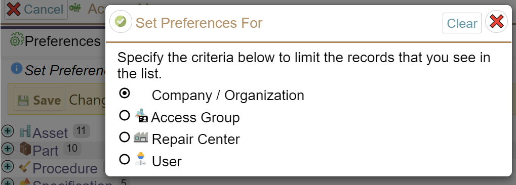Preferences Setting